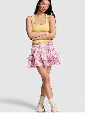 NWT Victoria’s Secret Pink Frill Seeker  Ruffle Mini Skirt Skort Lace Size XS